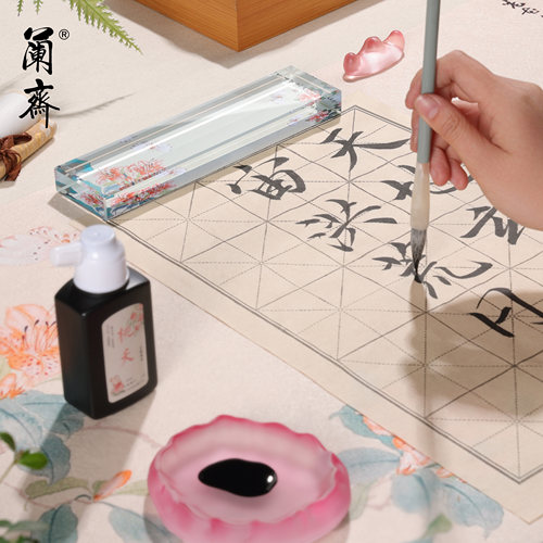 创意水晶玻璃镇尺高颜值镇纸压书神器文房四宝高颜值笔搁古风彩色