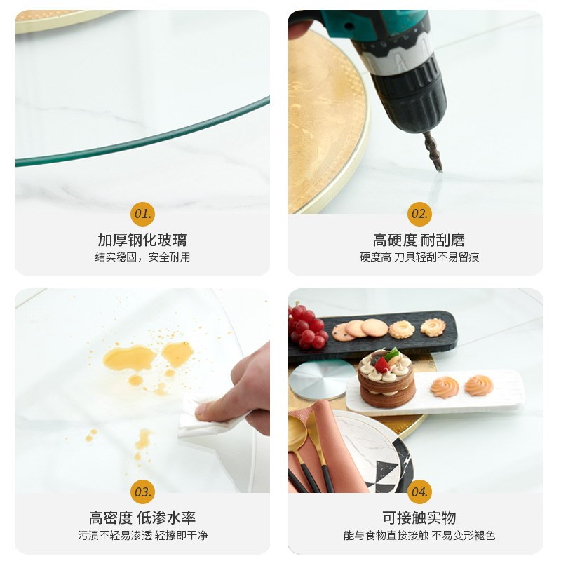 钢化玻璃转盘防爆家用餐桌转盘酒店大圆桌转盘旋转商用转盘