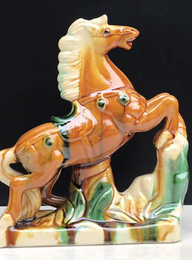 唐三彩六骏马陶瓷马摆件办公桌客厅新房玄关创意家居装饰品小礼物