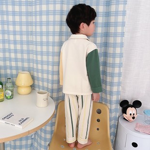 24新款儿童卡通睡衣春夏季男童家居服纯棉洋气开衫女童长袖空调服