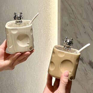 轻奢高颜值调味罐套装家用厨房调味品酱醋瓶收纳架陶瓷盐罐调料盒