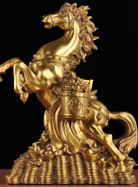 大号黄铜马摆件工艺品招财办公室老板桌摆设书房客厅玄关开业礼品