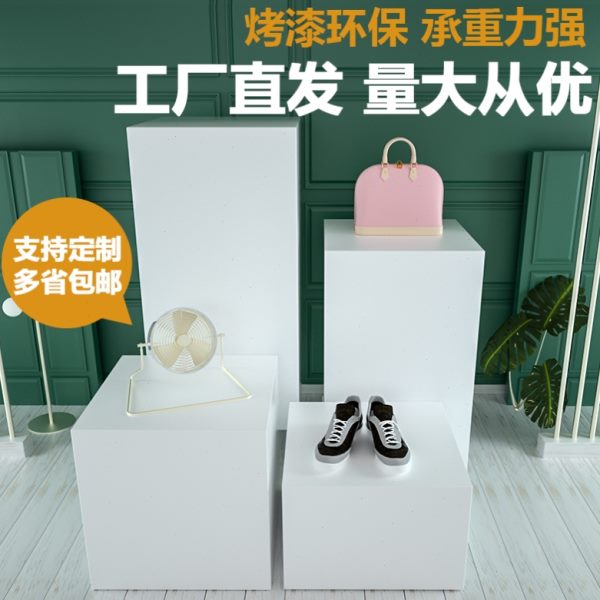 展会方形立柱展示台展厅烤漆白色活动展览地台底座工艺品木质展柜