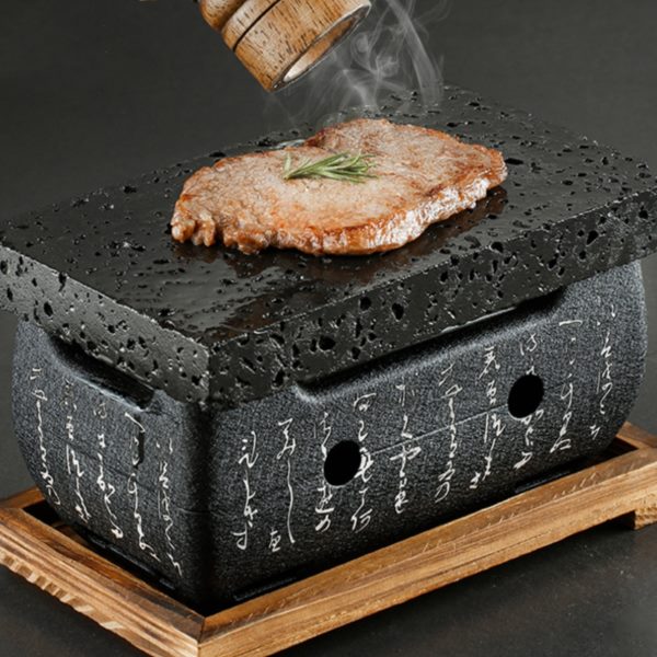 耐高温火山石烤肉炉日式文字木炭炉烤肉盘餐厅牛扒煎盘石板烧烤盘