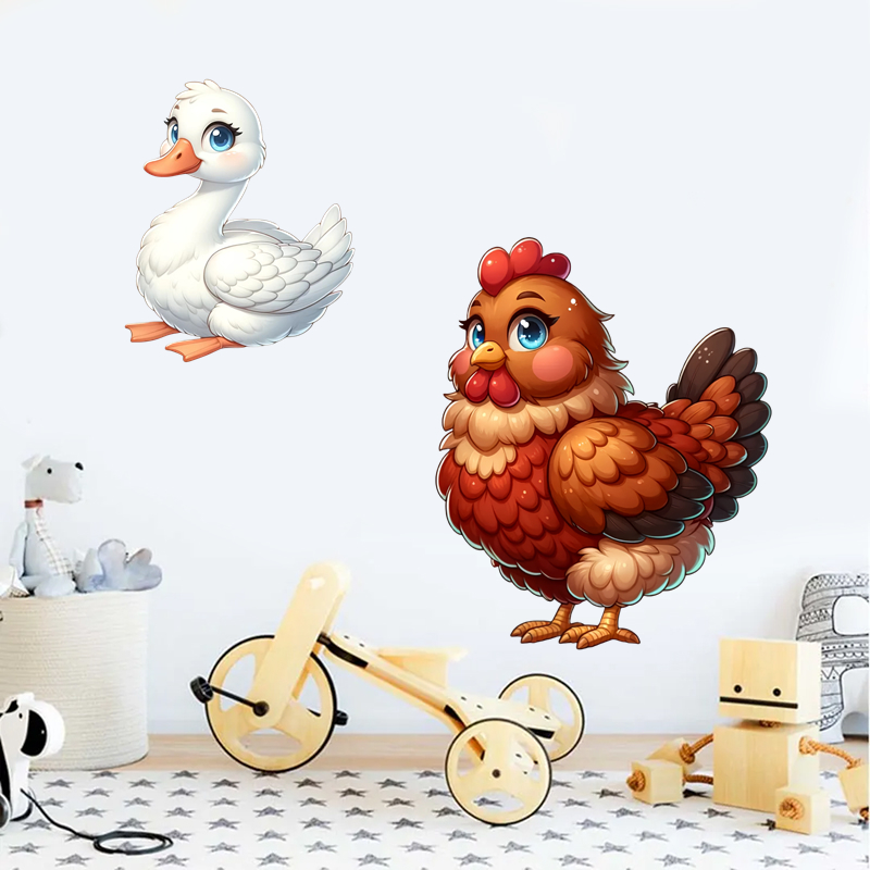 卡通可爱小鸡鸭子贴纸卧室客厅房间装饰贴画自粘墙贴画遮丑防水贴图片