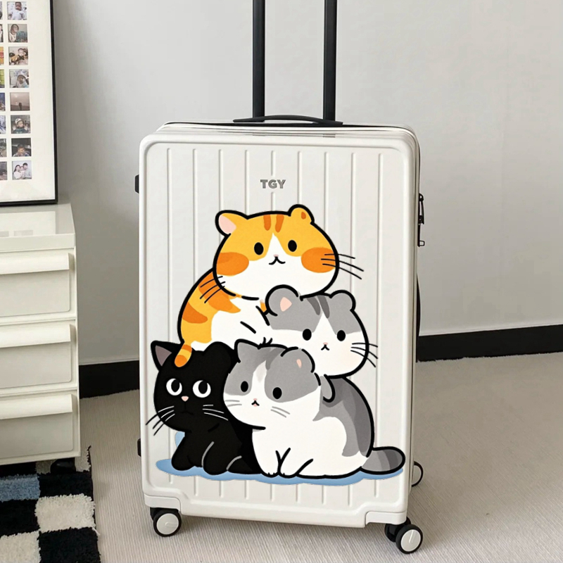 大号贴画可爱动物行李箱层叠猫无恒萌小猫拉杆箱卡通贴纸防水无痕