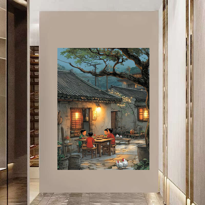 怀旧晚间乡村温馨贴画客厅卧室玄关房间墙上装饰画童年记忆墙贴纸图片