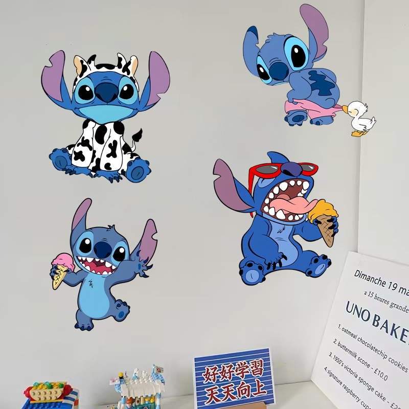 史迪仔卡通墙贴画卧室客厅装饰画出租屋房间自粘墙贴画防水贴纸图片