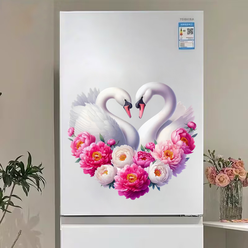 牡丹天鹅爱心贴纸卧室客厅出租屋房间自粘防水装饰贴画遮丑补洞图片