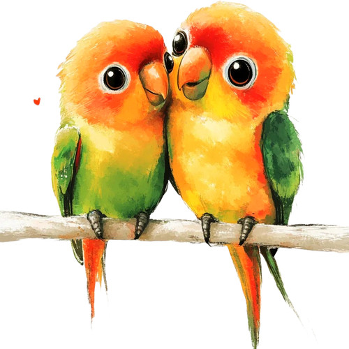 新款温馨仿真鹦鹉水墨无背景贴画冰箱贴马桶贴衣柜门美化装饰画