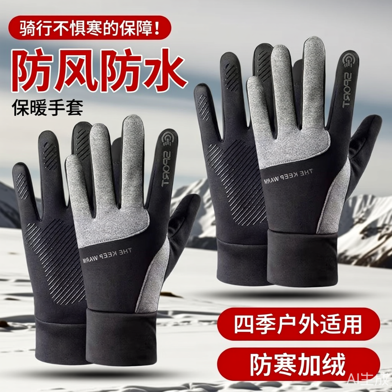 骑行触屏手套男士冬季保暖电动摩托车开车加绒厚防风防水户外运动,居家日用,保暖手套,淘宝优惠券,粉丝福利购,淘宝优惠卷