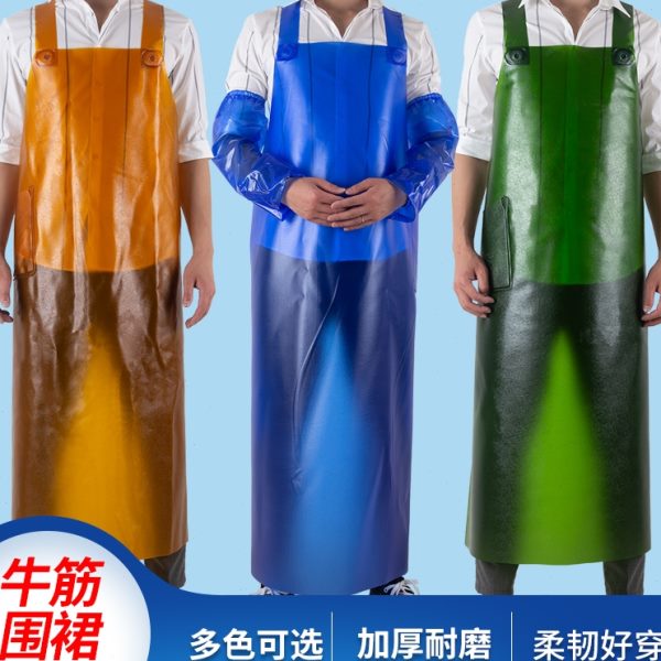 加厚加长牛筋围裙防水防油软皮水产专用厨房石材厂屠宰场工作服男