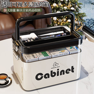 日式简约药箱家庭装药箱收纳盒大容量大号急救常用药品药物收纳盒