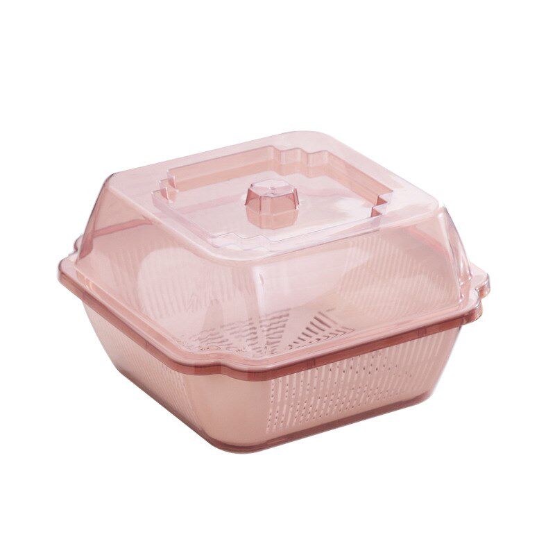 双层厨房沥水篮带盖果蔬篮洗菜筐塑料保洁篮水果蔬菜盆洗菜滴水筛