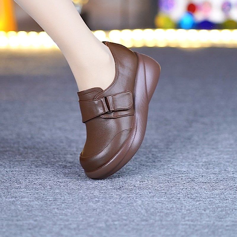 真皮厚底单鞋女春季新款头层牛皮一体跟魔术贴软底软面深口单鞋,女鞋,深口单鞋,淘宝优惠券,粉丝福利购,淘宝优惠卷