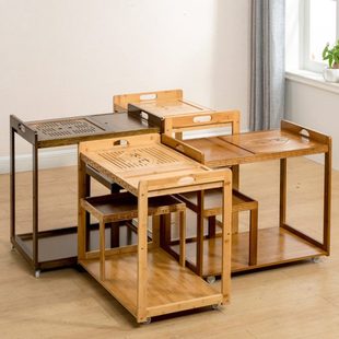 一体家用茶几桌功夫茶桌茶车实木阳台 小茶台泡茶桌可移动茶具套装