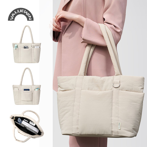 欧美高颜值柔软Puffy电脑托特包