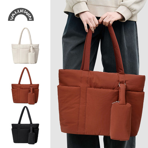 欧美高颜值柔软Puffy电脑托特包