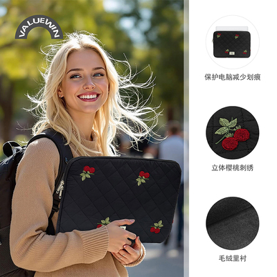 VALUEWIN平板电脑内胆包适用于 于11英寸ipad13.3/14.2/16英寸MacBook Air Pro刺绣樱桃款女士笔电包