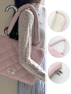 Valuewin笔记本袖珍包适用于13-16寸MacBook休闲多用途简单可爱的粉色ins风格肩包笔记本电脑包化妆品包