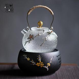 锤纹耐热玻璃提梁壶电陶炉泡茶壶花茶壶家用煮茶炉养生壶高档 日式