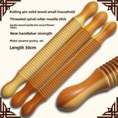 擀面杖实木小家用螺纹螺旋棒原木大滚筒专用烘培制品印刷压花