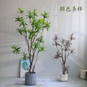 端仿真绿老桩百合竹橱店铺客厅办公室装 饰假树景观