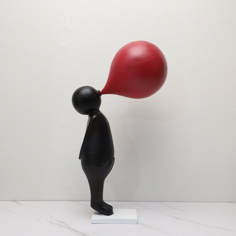 现代创意吹泡泡 卡通人物树脂摆饰 样板间家居客厅电视柜桌面装饰