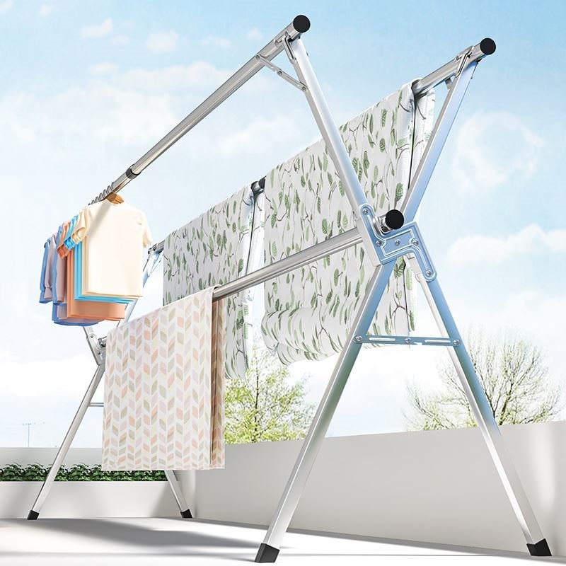 0不锈钢落地晾衣架折叠伸缩室内外晾晒架杆式阳台多功能晾衣