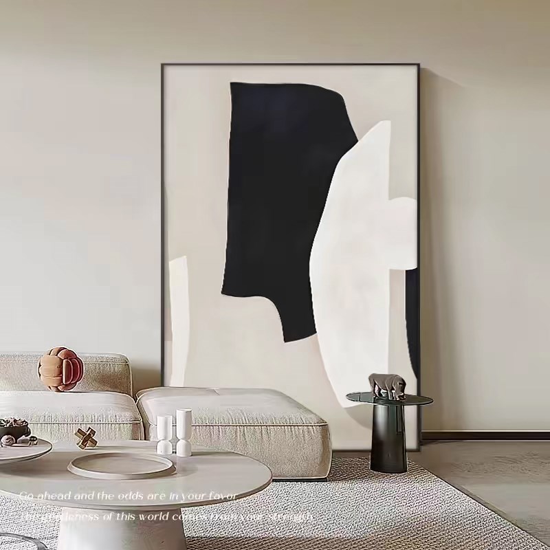 黑白灰极简客厅装饰画沙发背景墙挂画几何抽象餐厅画玄关走廊壁画