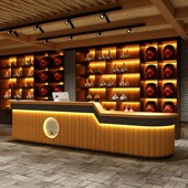 复古前台茶楼收银台餐饮店吧台火锅店咖啡馆店饭店柜台接待台