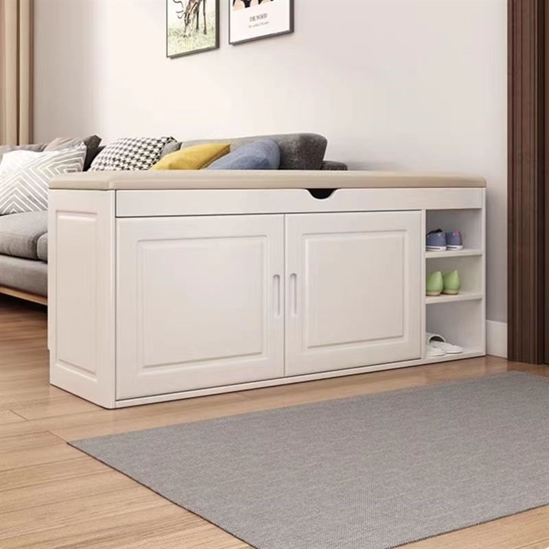 全实木入门鞋柜坐凳一体家用门口带换鞋凳可坐现代多层家用玄