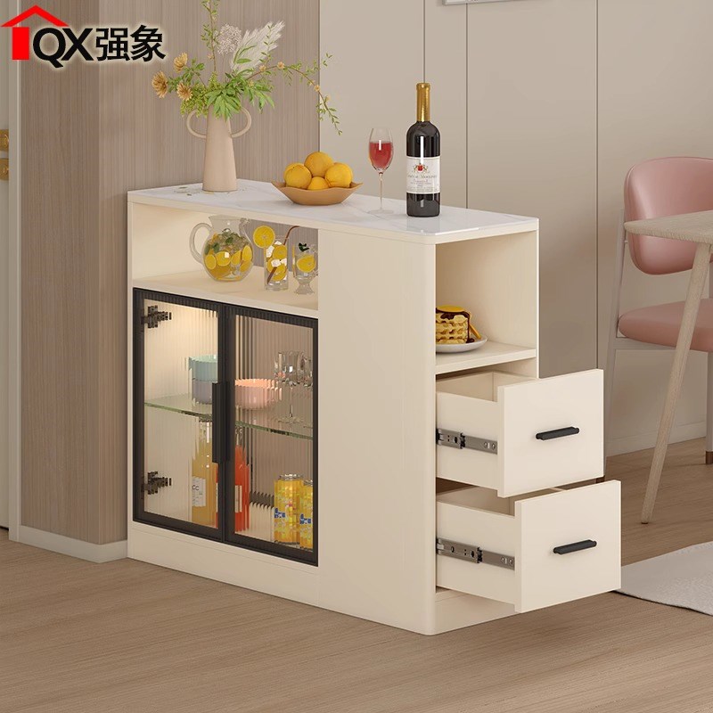 奶油风客厅隔断酒柜入户玄关柜沙发边柜小户型间厅柜餐边侧边窄柜