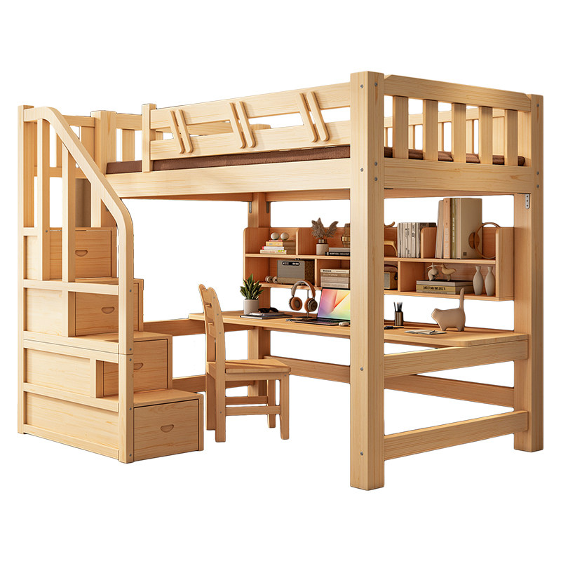 上床下桌实木高架床小户型高低儿童上下铺书桌一体,住宅家具,高低/子母床,淘宝优惠券,粉丝福利购,淘宝优惠卷