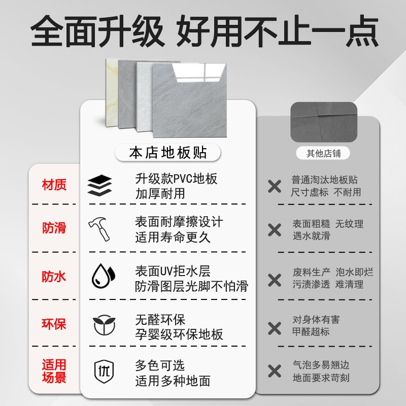 地板贴自粘PC地板革水泥地直接铺加厚耐磨仿瓷砖地面翻新改造垫