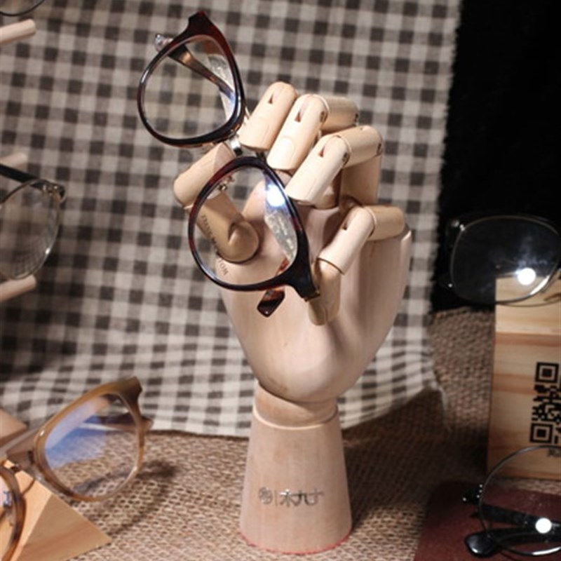 太阳眼镜创意橱窗展示道具装饰柜台摆放墨镜展会陈列架子实木手形