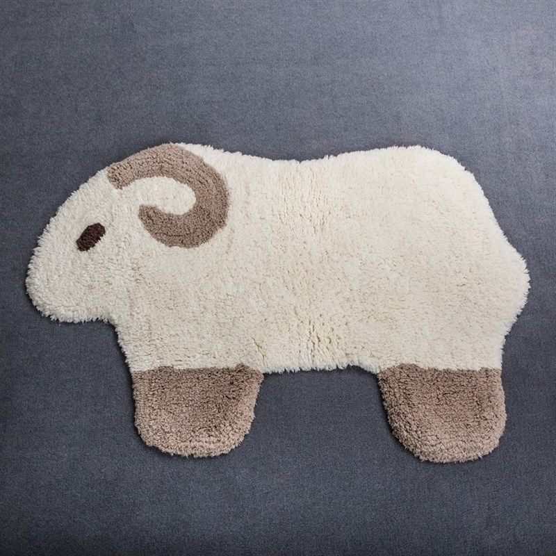 卡通浴室地垫长毛脚垫绵羊客厅进门垫全棉吸水防滑地X毯儿童卧室