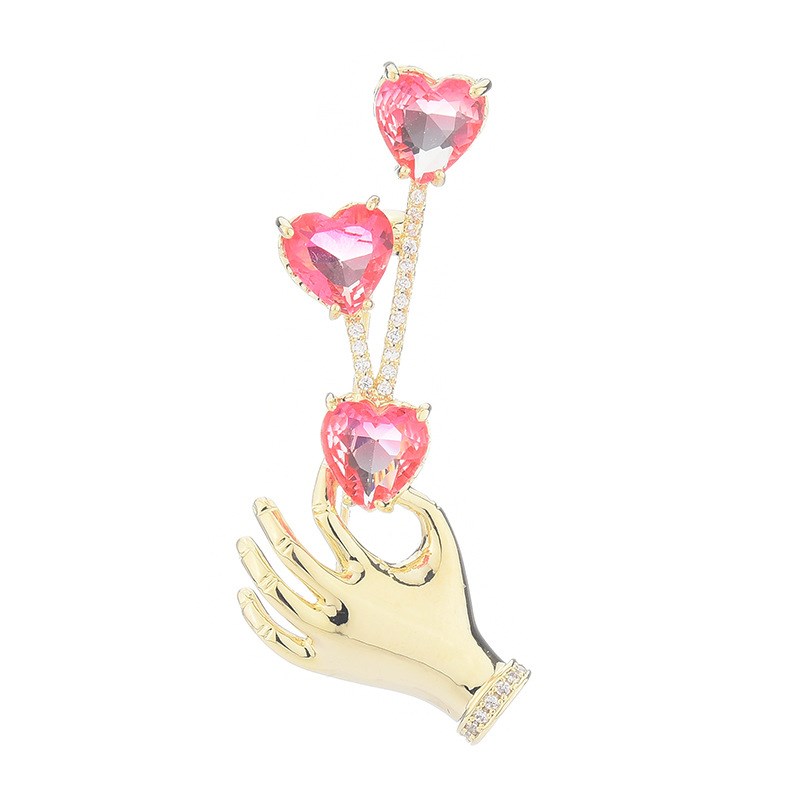 韩版时尚锆石胸针女高档大气碧玺胸花渐变色大衣西服别针厂家