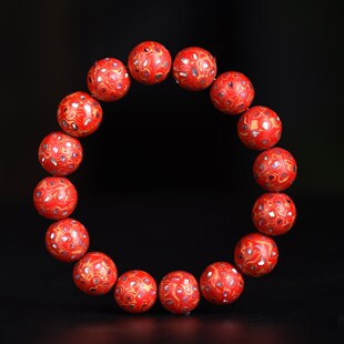 玄同中国大漆红金螺钿手串手链犀皮螺钿漆器男潮佛珠男女款