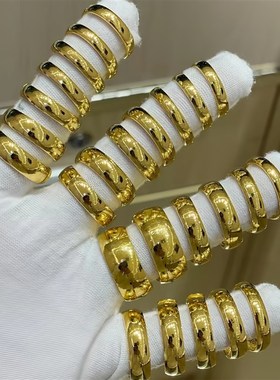 古法金包银泥鳅背戒指男女款素圈光圈实心对戒送生日首饰情人礼物