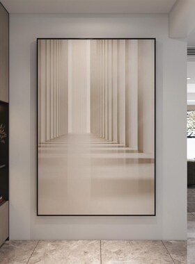 现代简约延伸感挂画客厅落地画竖版玄关装饰画酒店走廊过道壁画