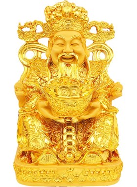高档L金财神爷摆件风水招财文财神爷佛像家居装饰客厅店铺乔j迁开
