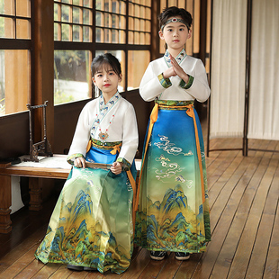 女童马面裙套装秋装2024新款儿童中国风男女款汉服古风明制汉服