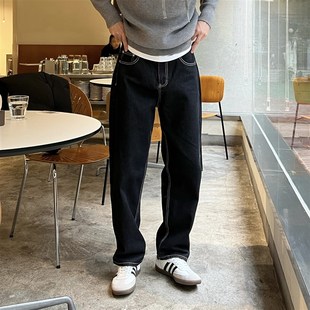 秋冬季 宽松潮牌牛仔裤 王几又 i新款 子 男直筒阔腿美式 复古潮流长裤