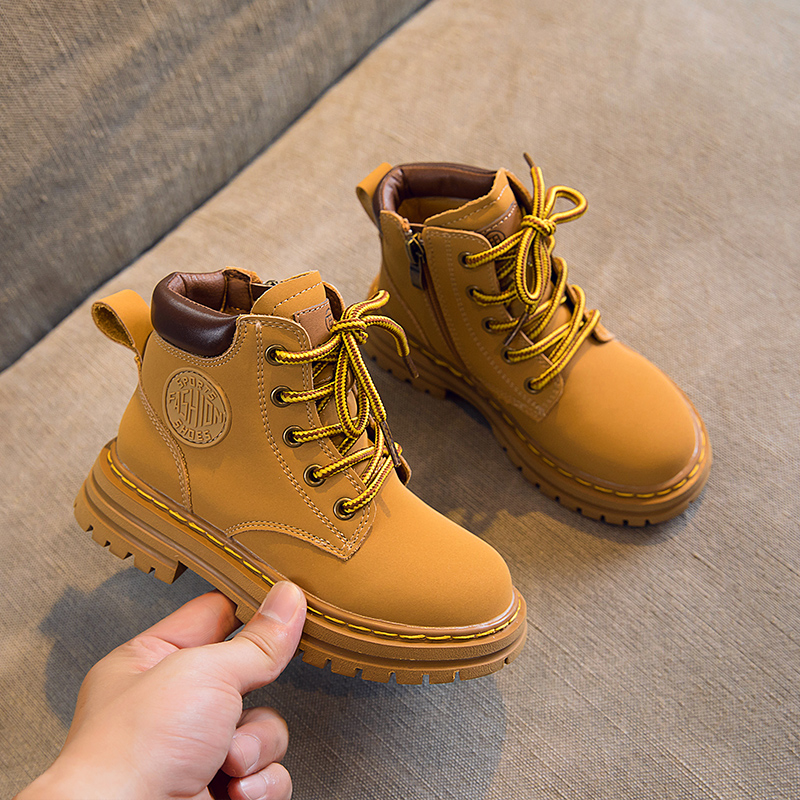 儿童大黄靴2022秋季新款女童马丁靴走秀炸街女孩黄色短靴男童靴子