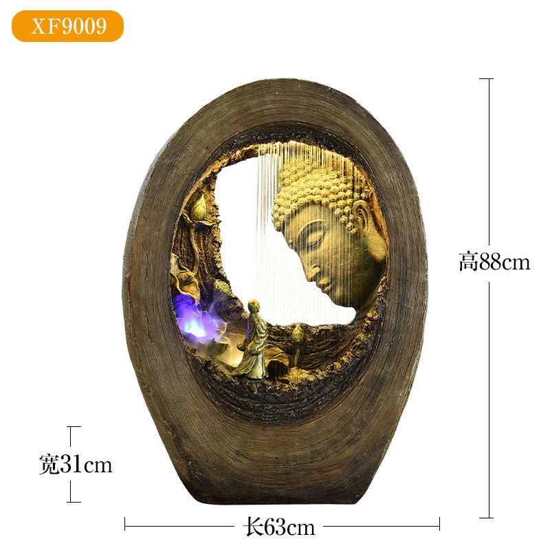 禅意佛像盆景循环流水加湿器现代家居客厅玄关办公室茶馆装饰摆件