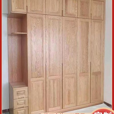 实木衣柜工厂现代简m约家用卧室储物柜轻奢整体大衣橱定制白色家