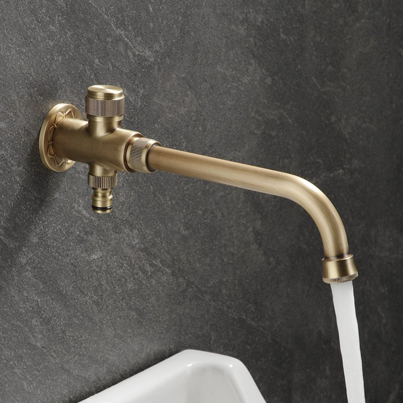 仿古全铜入墙式拖把池水龙头双用室外单冷复古户外防冻裂家用加长