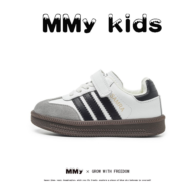 儿童德训鞋真皮儿童板鞋2025春季新款透气软底男童运动鞋女童鞋子