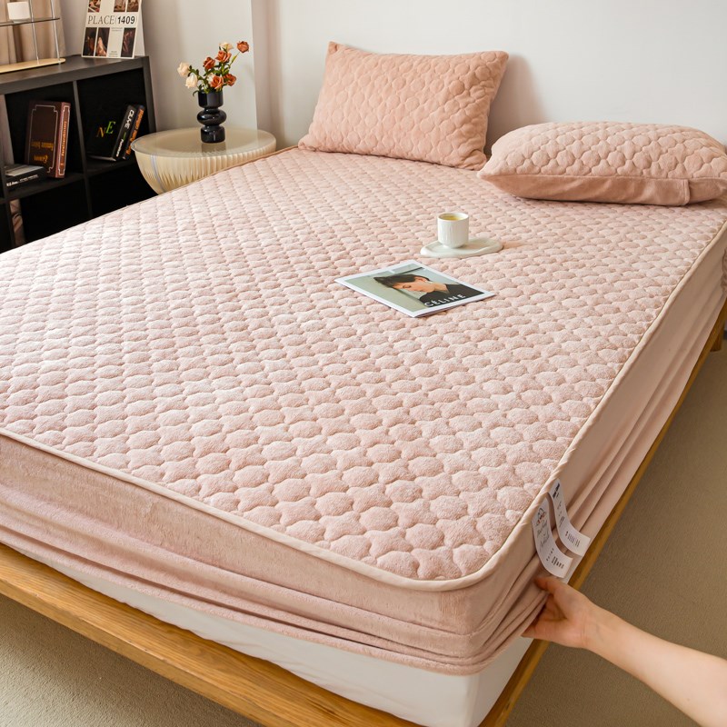 保暖加厚夹棉床笠牛奶绒床垫防滑套单双人1.2/1.8/2米床罩180*220
